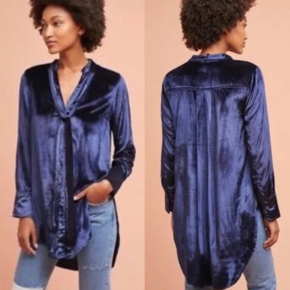Anthropologie Velvet Tunic Shirt